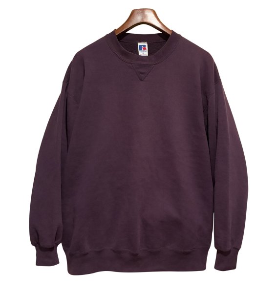 画像1: 90'ｓ【USA製】【RUSSELL】ラッセル 【ビンテージ】紫【無地】【クルーネック】前V スウェット【サイズXL】  (1)