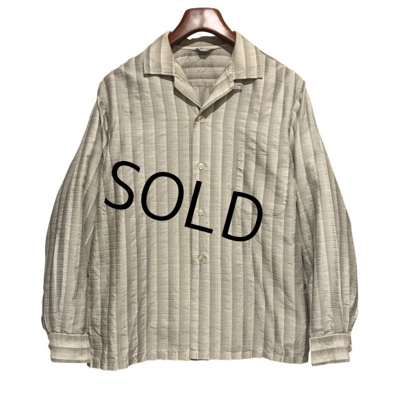 画像1: 60’s【Benhil】ベンヒル【ビンテージ】【モスグレー】オープンカラーシャツ【開襟シャツ】【サイズL程度】  (1)