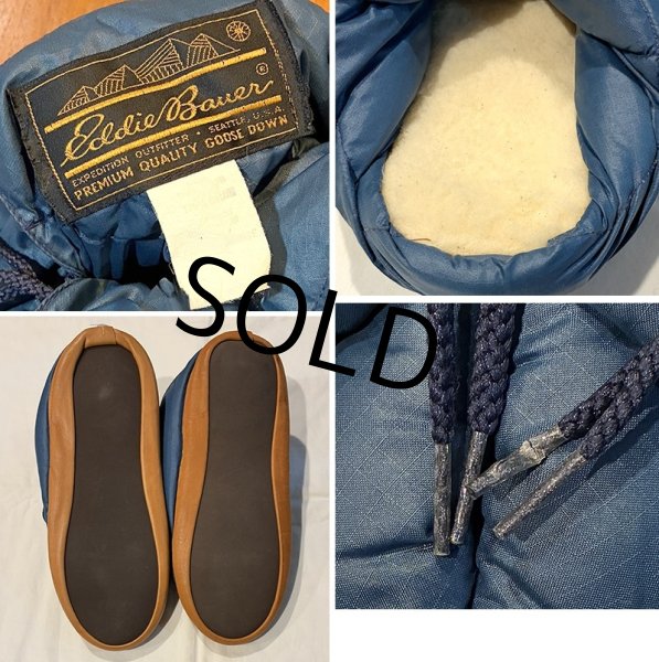 画像2: 程度良好!!【エディーバウアー】Eddie Bauer 青【ダウン】ルームシューズ　サイズXL　  (2)