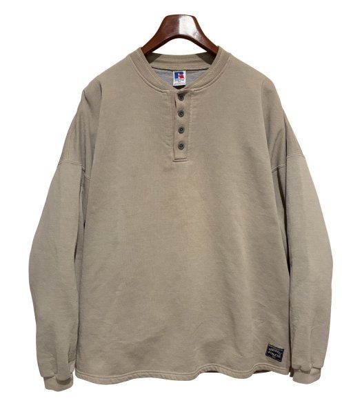 画像1: 90's【USA製】【RUSSELL】ラッセル 【ビンテージ】ベージュ 【無地】【ヘンリーネックネックスウェット】【サイズXXL】  (1)