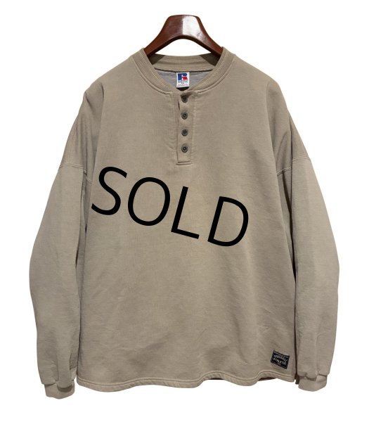 画像1: 90's【USA製】【RUSSELL】ラッセル 【ビンテージ】ベージュ 【無地】【ヘンリーネックネックスウェット】【サイズXXL】  (1)