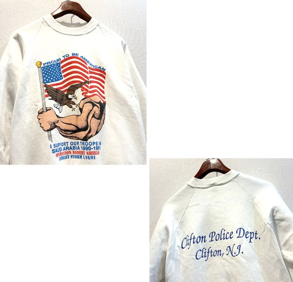 画像3: デッドストック 90's【USA製】JERZEES ジャージーズ【ビンテージ】【アメリカ国旗】バックプリント【白】スウェット【サイズL】  (3)