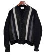 画像1: 70’s ビンテージ【WOOL】ウール【スエードｘグレーｘチャコールｘ白】ライン 黒 カーディガン【サイズＳ】  (1)