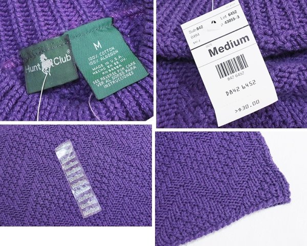 画像2: デッドストック【USA製】【ビンテージ】【Hunt Club】ハントクラブ【紫】【ハイネック】【コットンセーター】【サイズM】  (2)