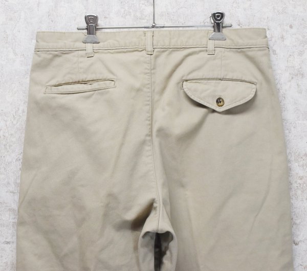 画像4: ~90's【USA製】【ビンテージ】【L.L.Bean】【エルエルビーン】【裏地赤チェック】【コットンパンツ】2タック【カーキ】【34×34】  (4)
