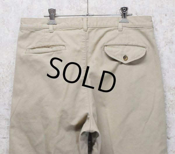 画像4: ~90's【USA製】【ビンテージ】【L.L.Bean】【エルエルビーン】【裏地赤チェック】【コットンパンツ】2タック【カーキ】【34×34】  (4)