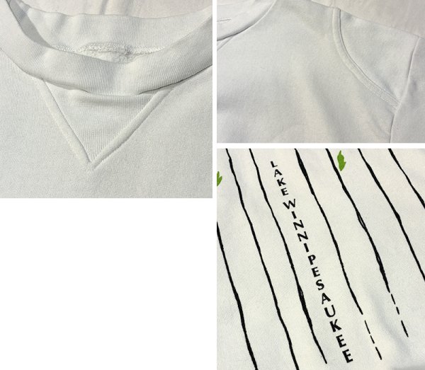 画像2: 【ビンテージ】ウィニペソーキー湖【LAKE WINNIPESAUKEE】前V 花【白】スウェット【サイズL程度】  (2)