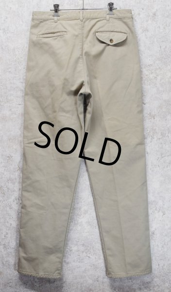 画像5: ~90's【USA製】【ビンテージ】【L.L.Bean】【エルエルビーン】【裏地赤チェック】【コットンパンツ】2タック【カーキ】【34×34】  (5)