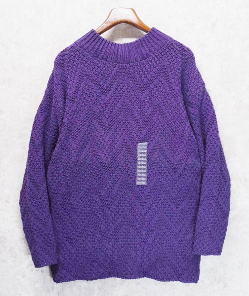 画像1: デッドストック【USA製】【ビンテージ】【Hunt Club】ハントクラブ【紫】【ハイネック】【コットンセーター】【サイズM】  (1)