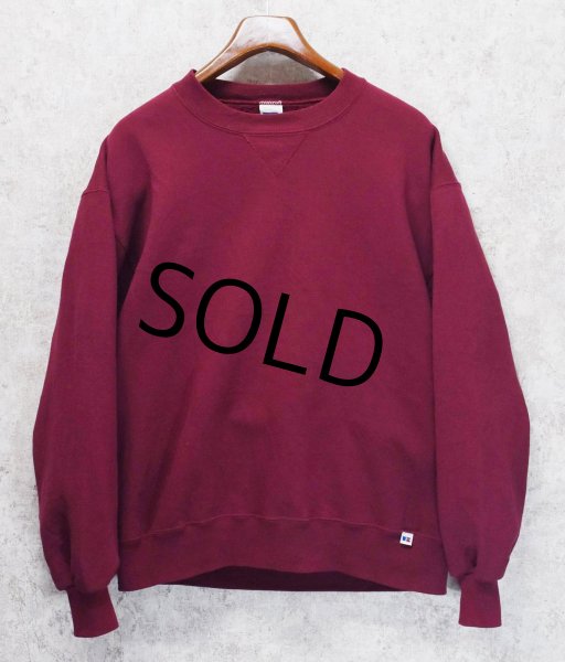 画像1: 90's【USA製】【RUSSELL】ラッセル 【ビンテージ】【紫】 前V【無地】【クルーネックスウェット】【サイズL】  (1)