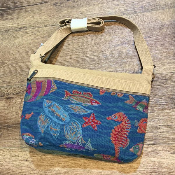 画像3: デッドストック USA製【MY MAINE BAG】マイメインバッグ【魚柄】青ｘベージュ 【ショルダーバッグ】   (3)
