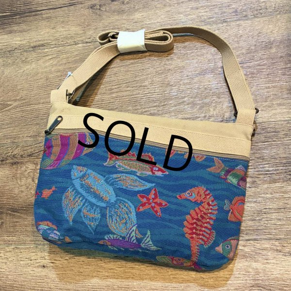 画像3: デッドストック USA製【MY MAINE BAG】マイメインバッグ【魚柄】青ｘベージュ 【ショルダーバッグ】   (3)