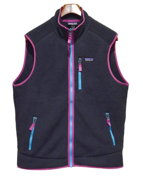 画像1: 未使用品 ビンテージ【パタゴニア】【patagonia】チャコール×紫×水色【レトロパイルベスト】【フリースベスト】【サイズL】  (1)