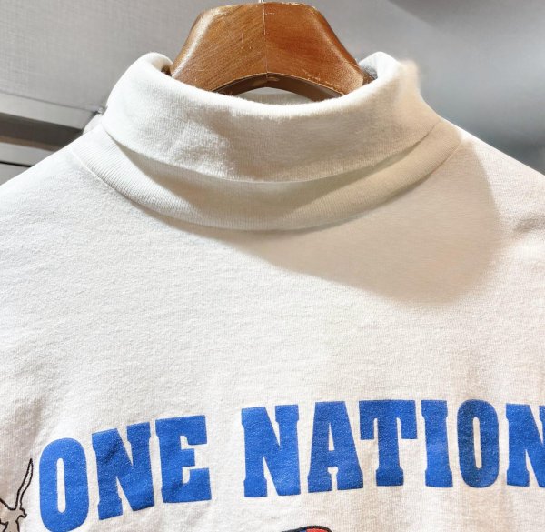 画像3: 【basic editions】ベーシックエディションズ one nation united【白】【タートルネックロンT】【サイズL程度】  (3)