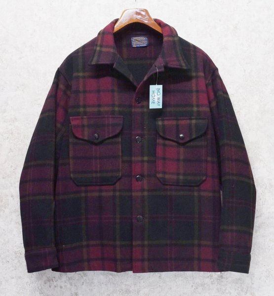画像1: 60's【ビンテージ】【Pendleton】【ペンドルトン】【エンジ×黒ｘ緑チェック】【ウールジャケット】サイズＸＬ  (1)