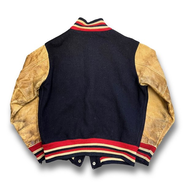 画像3: 〜60’s【MITCHELS】【ビンテージ】【紺メルトンｘライトブラウン袖レザー】【スタジャン】【サイズM】  (3)