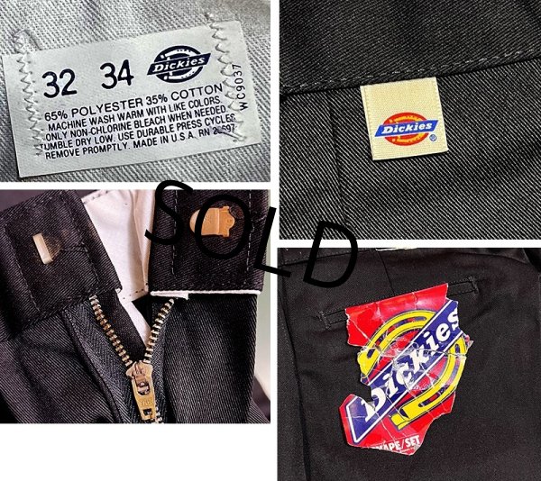画像2: デッドストック 80's【USA製】ビンテージ【ディッキーズ】【Dickies】【黒】【ワークパンツ】【32ｘ34】  (2)