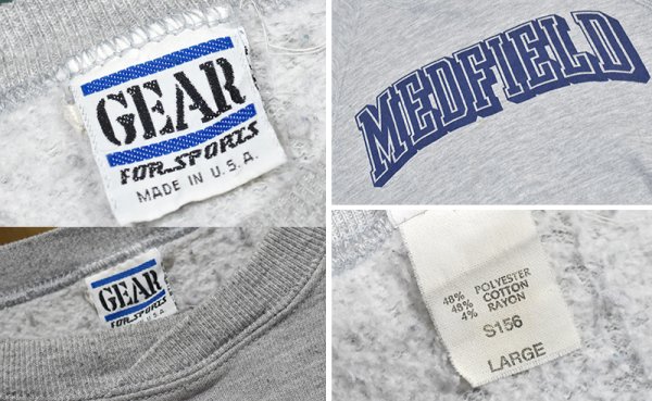 画像2: 90's【USA製】ビンテージ【GEAR for sports】ギアフォースポーツ【グレー】【MEDFIELD】メドフィールド【プリント】カレッジ【スウェット】【サイズL】  (2)