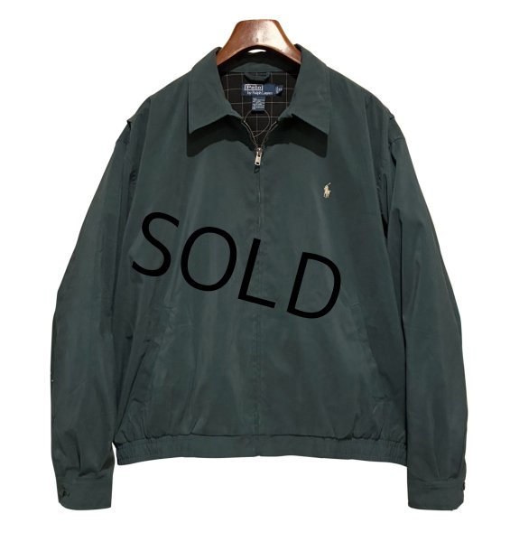 画像1: 【ビンテージ】【ラルフローレン】【POLO RALPH LAUREN】【深緑ｘ裏地紺格子柄】ジップアップ【ブルゾン】スウィングトップ【サイズＸＬ】  (1)