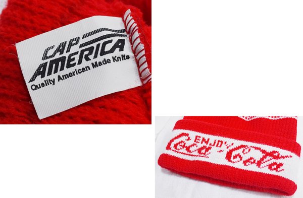 画像2: USA製【ビンテージ】【コカ・コーラ】【Enjoy Coca-Cola】【赤×白】 【ニットキャップ】ポンポン付き 【ニット帽】   (2)