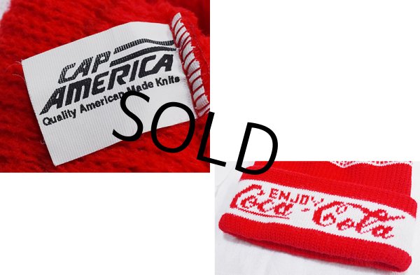 画像2: USA製【ビンテージ】【コカ・コーラ】【Enjoy Coca-Cola】【赤×白】 【ニットキャップ】ポンポン付き 【ニット帽】   (2)