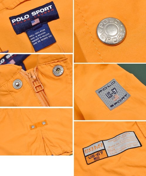 画像2: 【ビンテージ】【POLO SPORT】【ポロスポーツ】【ラルフローレン】【オレンジ】【マウンテンパーカー】スナップボタン【ナイロンパーカー】【サイズM】  (2)