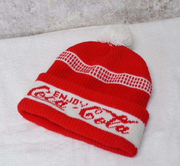 画像3: USA製【ビンテージ】【コカ・コーラ】【Enjoy Coca-Cola】【赤×白】 【ニットキャップ】ポンポン付き 【ニット帽】   (3)