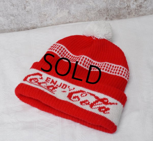 画像3: USA製【ビンテージ】【コカ・コーラ】【Enjoy Coca-Cola】【赤×白】 【ニットキャップ】ポンポン付き 【ニット帽】   (3)