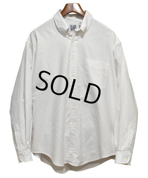 画像1: 90's【ビンテージ】【オールドギャップ】【GAP】【白】【コットンボタンダウンシャツ】BDシャツ【サイズＬ】  (1)