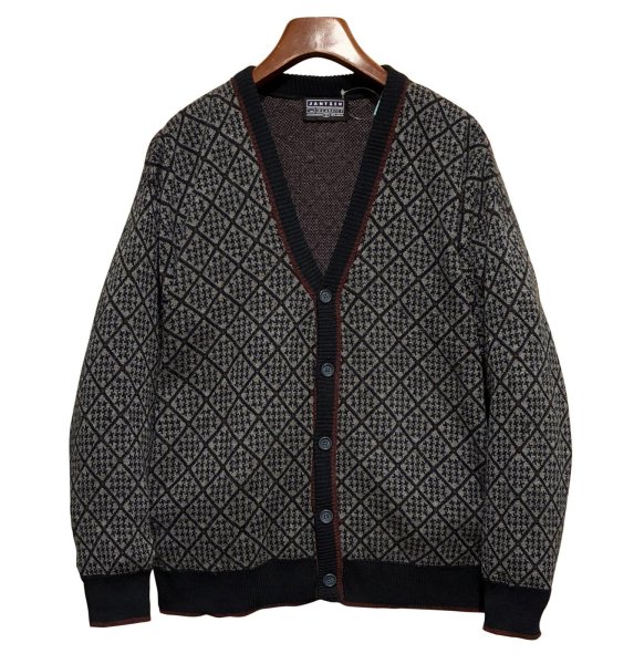 画像1: 【メキシコ製】【ビンテージ】【JANTZEN】ジャンセン【グレー系】ハウンドトゥース【アクリル】【カーディガン】【サイズM】  (1)