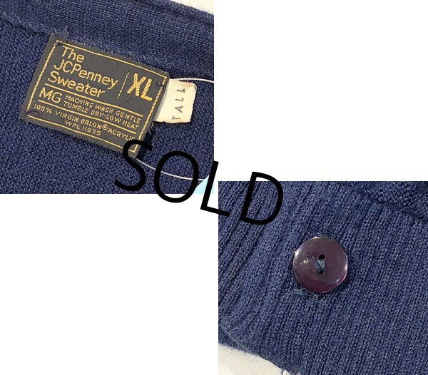 画像2: 80's【ビンテージ】【JCPenney】【JCペニー】【紺】【アクリルカーディガン】【サイズXL-TALL】  (2)