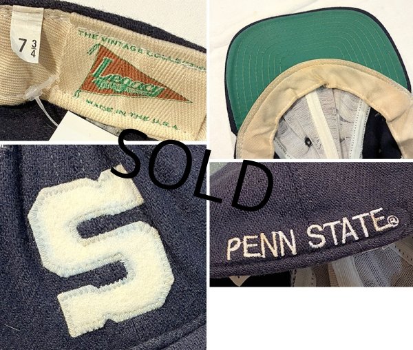 画像2: USA製【ビンテージ】【Legacy】レガシー【S】PENN STATE【紺ｘツバ裏緑】ウールキャップ【ベースボールキャップ】【サイズ7 3/4】  (2)