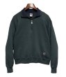 画像1: 90'ｓ【USA製】【RUSSELL】ラッセル 【ビンテージ】モスグリーンｘ襟紺【無地】【ハーフジップ】襟付き スウェット【サイズM】  (1)