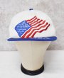 画像1: 【USA製】K-Products【ビンテージ】【アメリカ国旗】刺繍【白×青】BBキャップ【ベースボールキャップ】サイズフリー  (1)