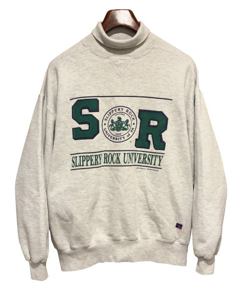 画像1: 90's【USA製】【ビンテージ】RUSSELL【ラッセル】SLIPPERY ROCK UNIVERSITY 前V グレー【タートルネックスウェット】【サイズXXL】  (1)