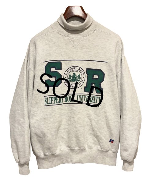 画像1: 90's【USA製】【ビンテージ】RUSSELL【ラッセル】SLIPPERY ROCK UNIVERSITY 前V グレー【タートルネックスウェット】【サイズXXL】  (1)