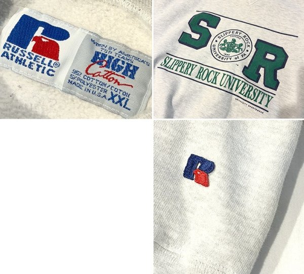 画像2: 90's【USA製】【ビンテージ】RUSSELL【ラッセル】SLIPPERY ROCK UNIVERSITY 前V グレー【タートルネックスウェット】【サイズXXL】  (2)