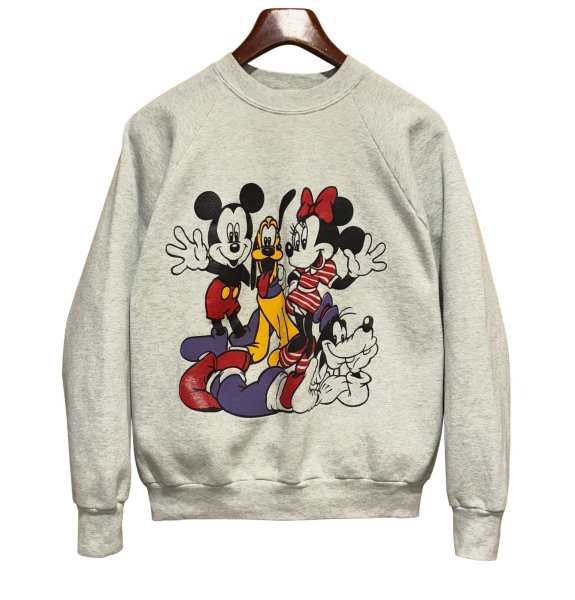 画像1: 90's【USA製】【ビンテージ】フルーツオブザルーム ウォルトディズニー【ミッキーマウス】ミニー 【プルート】グーフィー グレー【スウェット】【サイズL】  (1)
