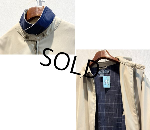 画像3: 【ビンテージ】【ラルフローレン】【POLO RALPH LAUREN】【ベージュｘ裏地紺格子柄】ジップアップ【ブルゾン】スウィングトップ【サイズＬ】  (3)