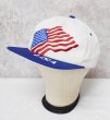画像3: 【USA製】K-Products【ビンテージ】【アメリカ国旗】刺繍【白×青】BBキャップ【ベースボールキャップ】サイズフリー  (3)