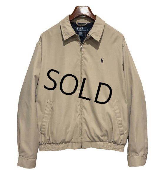 画像1: 【ビンテージ】【ラルフローレン】【POLO RALPH LAUREN】【ベージュｘ裏地紺格子柄】ジップアップ【ブルゾン】スウィングトップ【サイズＬ】  (1)