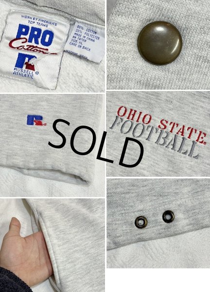 画像2: 90’ｓ〜【ビンテージ】【ラッセル】PRO COTTON【OHIO STATE FOOTBALL】スナップボタン付き【グレー】パーカー【サイズＸＬ】  (2)