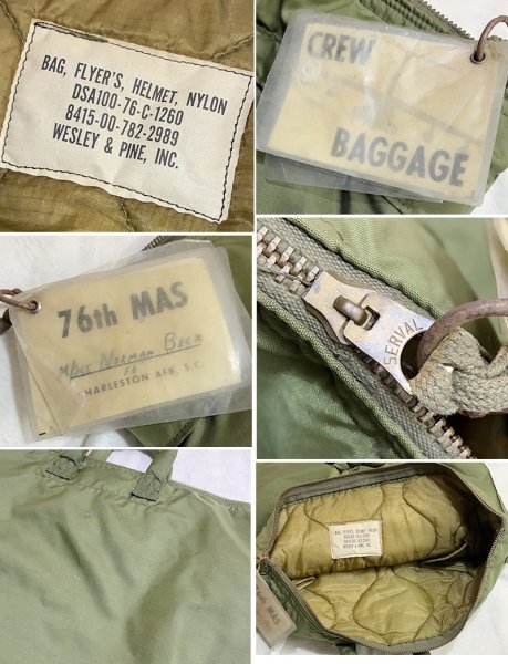 画像2:  程度良好!! 70's【ビンテージ】【米軍実物】2トーン【USAF】【ヘルメットバッグ】  (2)