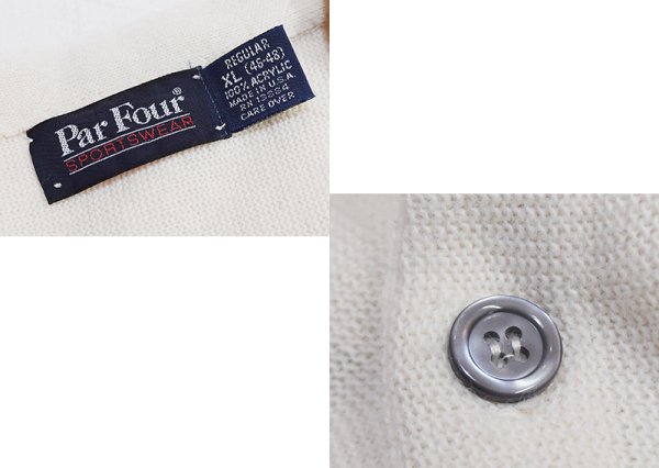 画像2: 90's【ビンテージ】【Par Four】【白】【アクリルカーディガン】【サイズXL】  (2)