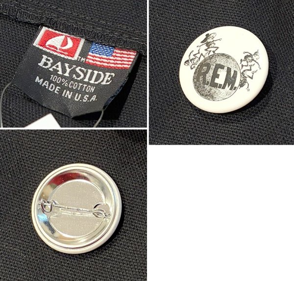 画像2: デッドストック 90's USA製【ビンテージ】【BAY SIDE】ベイサイド【R.E.M.】アール・イー・エム　缶バッジ付き【トートバッグ】  (2)