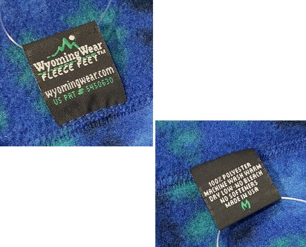 画像2: デッドストック 90's【USA製】 Wyoming Wear 【ワイオミングウェア】 青 雪柄 フリースソックス  (2)