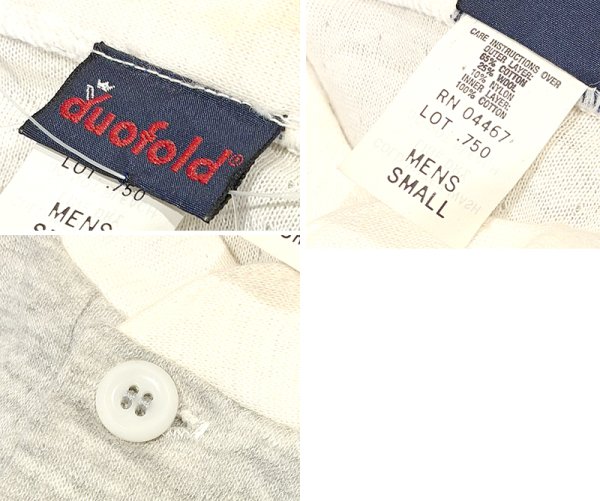 画像2: デッドストック ~90's USA製【duokfold】デュオフォールド【紺ｘグレー】【ヘンリーネックロンT】【サイズＳ】  (2)