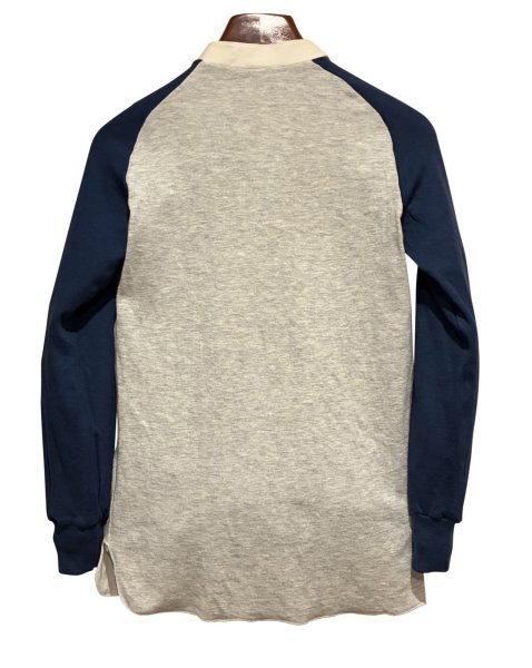 画像3: デッドストック ~90's USA製【duokfold】デュオフォールド【紺ｘグレー】【ヘンリーネックロンT】【サイズＳ】  (3)