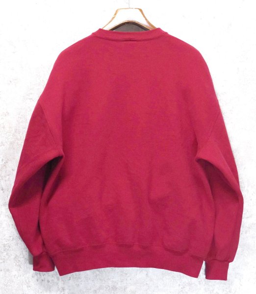 画像3: 90'ｓ【USA製】【RUSSELL】ラッセル 【ビンテージ】ワインレッド【無地】【クルーネック】前V スウェット【サイズＸL】  (3)