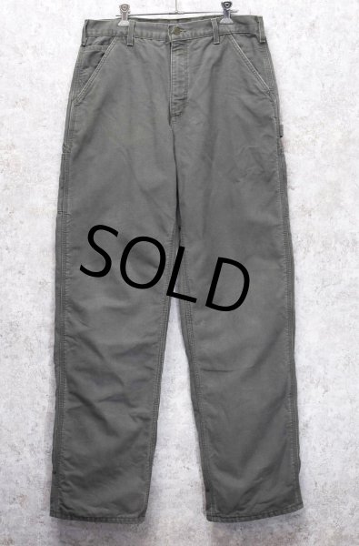 画像2: 90's~【USA製】【ビンテージ】【カーハート】【carhartt】チャコール【コットン】裏地付き【ペインターパンツ】【33ｘ34】  (2)